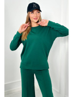 Bavlnený komplet Mikina + Nohavice so širokými nohavicami zelený