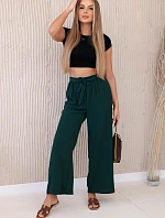 Široké nohavice v páse tmavozelené
