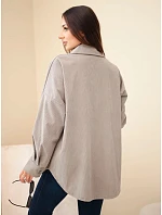 Dámská košile z  oversized s kapsami a dlouhým rukávem fango zelená model 22347750 - K-Fashion