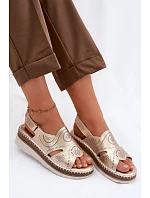 Kožené sandály na platformě S.Barski GR61-5916 Zlaté