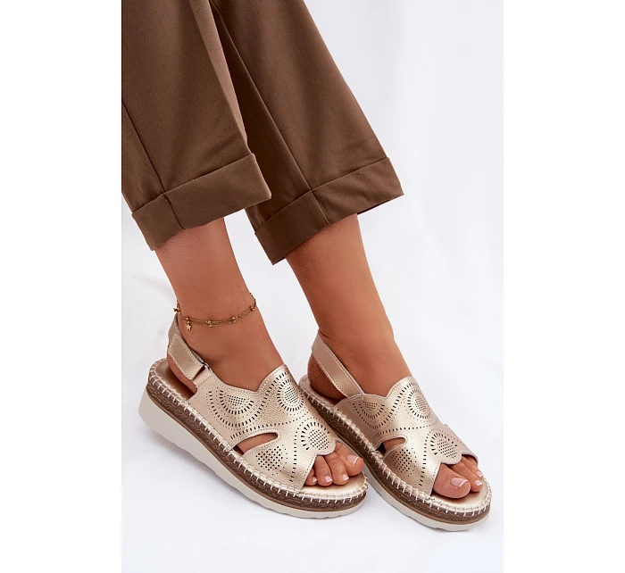 Kožené sandály na platformě S.Barski GR61-5916 Zlaté