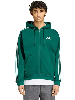 Pánská mikina adidas Essentials 3-Stripes Fleece Full-Zip Hoodie, zelená, KZ1412
