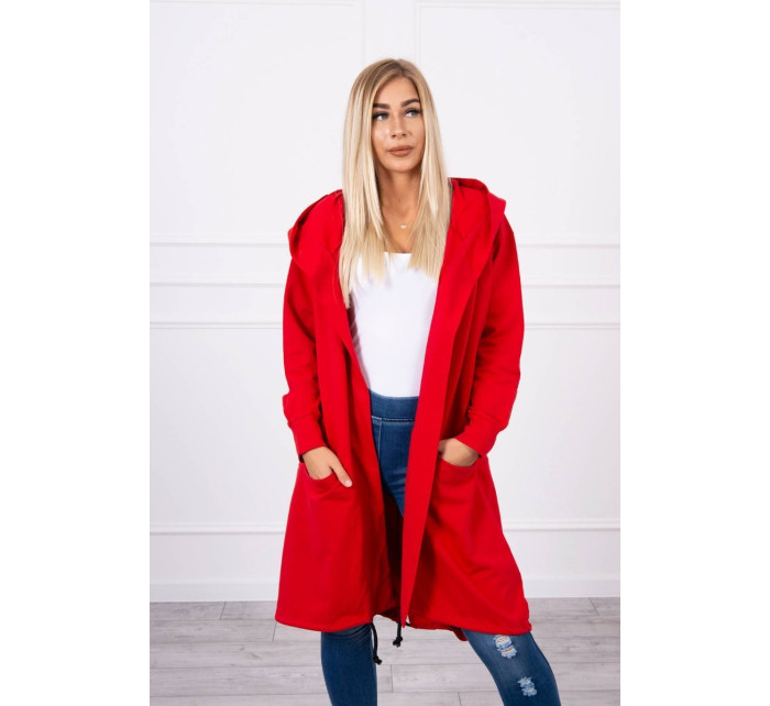 Pláštěnka s kapucí oversize červená