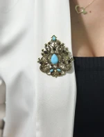 Brošňa XZ459-191 zlato + modrá