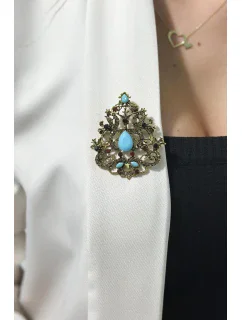 Brošňa XZ459-191 zlato + modrá