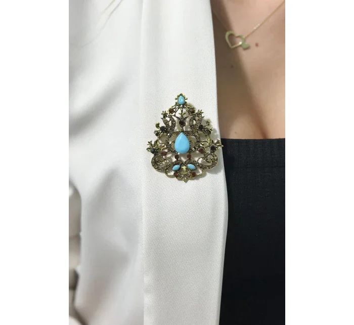 Brošňa XZ459-191 zlato + modrá