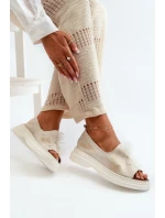 Zazoo 2939 Skórzane Sandały Damskie Z Kokardką Złoty Przecierany