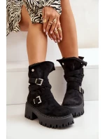 Botki Damskie Na Masywnym Obcasie Z Klamrami I Paskiem Czarne Nerelisa Botki Damskie Na Masywnym Obcasie Z Klamrami I Paskiem Czarne Nerelisa