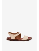 Dámské kožené ploché sandály model 21692915 béžové - Zazoo