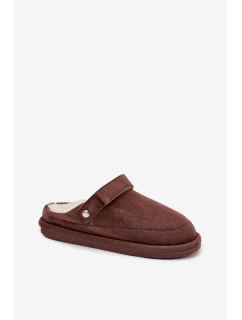 Kapcie Damskie Z Paskiem Ocieplane Futerkiem Czekoladowe Rilena