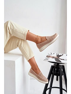 Dámské síťované mokasíny Sergio Leone MK097H béžové