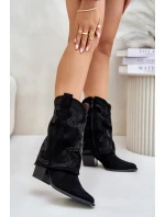 Zdobené členkové kovbojské topánky S.Barski Black Zdobené členkové kovbojské topánky S.Barski Black