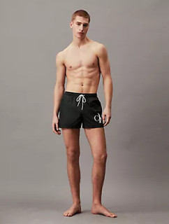 Pánske plavky Tkaný spodný diel bikín SHORT DRAWSTRING KM0KM01015BEH - Calvin Klein