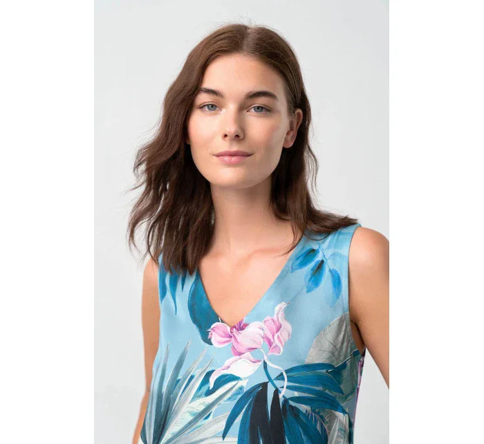 Dámske modré šaty Bahia 18527 s kvetmi - Vamp Dámske modré šaty Bahia 18527 s kvetmi - Vamp