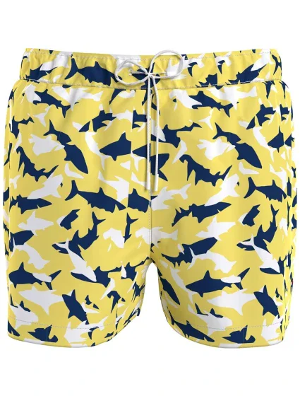 Pánske plavky UM0UM03275 0LJ žltá s potlačou - Tommy Hilfiger