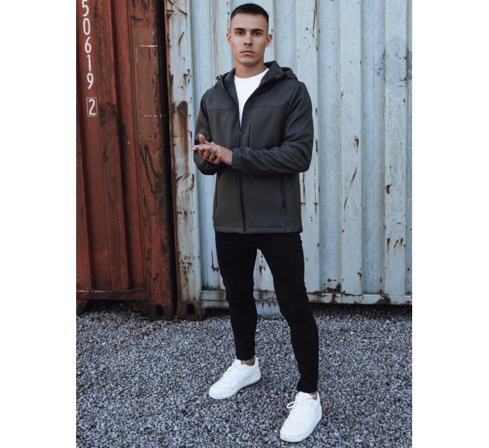 Pánská přechodná softshellová bunda s kapucí tmavě šedá Dstreet model 21980018 - FashionStreet