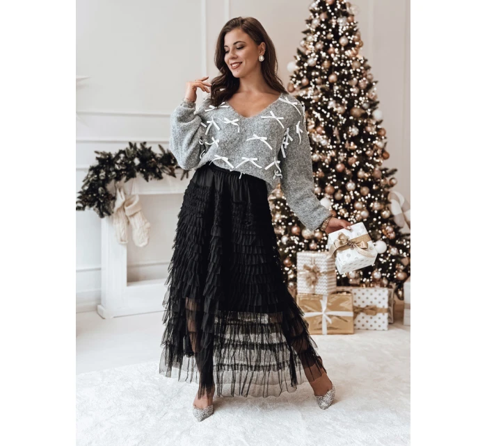 Dámský svetr s mašlemi grafitový Dstreet model 21982139 - FashionStreet