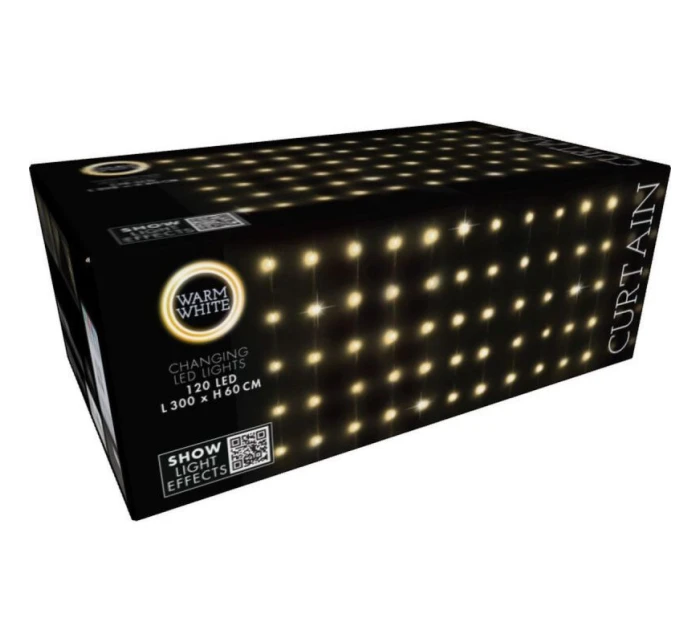 VIANOČNÉ STROMČEKY VONKAJŠIE/VNÚTORNÉ SVETELNÉ ZÁVESY 120 LED 300X60CM S DIAĽKOVÝM OVLÁDANÍM TEPLÁ BIELA