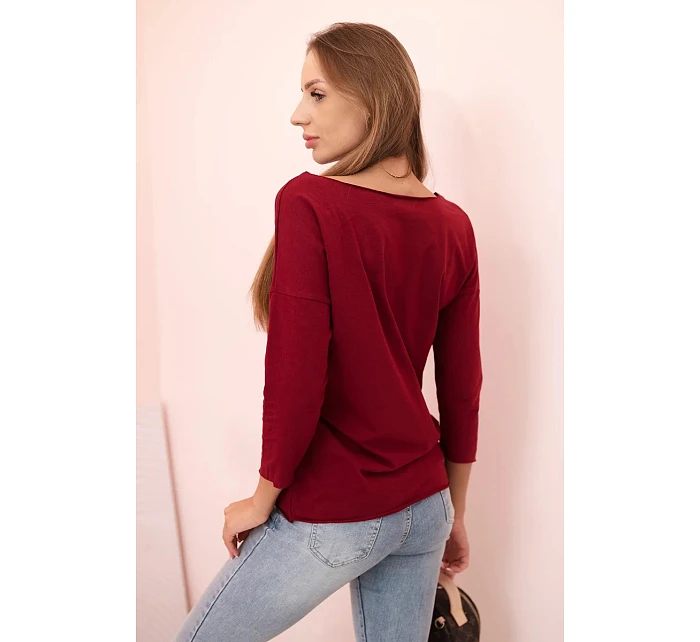 Dámska blúzka s lodičkovým výstrihom bordová