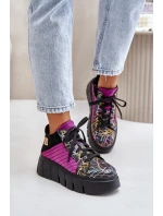 Skórzane Sneakersy Na Platformie Maciejka 06767-15 Fuksja