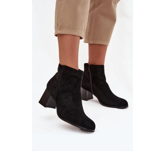 Dámské kotníkové boty na podpatku Eko semiš Černé Marilou Dámské kotníkové boty na podpatku Eko semiš Černé Marilou