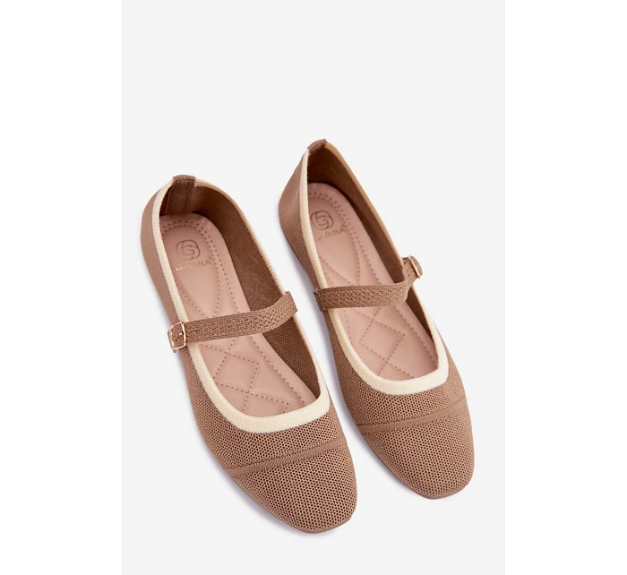Ploché baleríny z materiálu světle hnědé model 22122467 - Boto