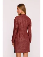M871 Zavinovacie šaty z tvídu - bordové