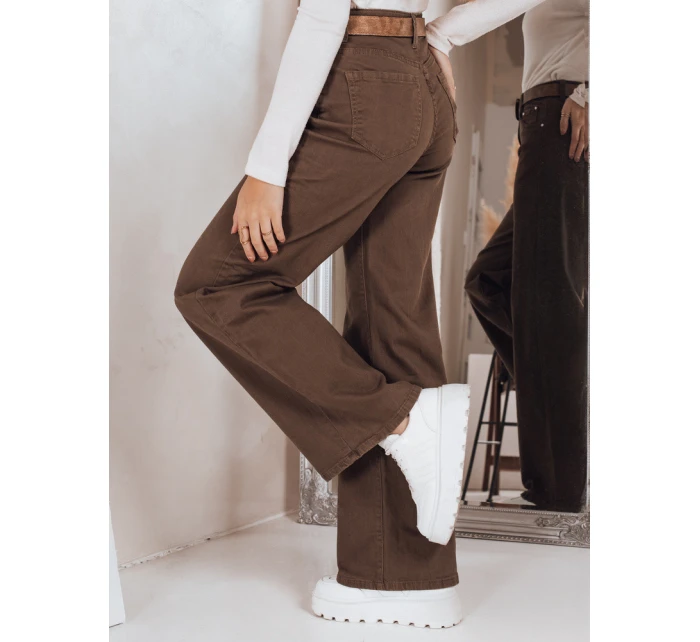 Dámske široké hnedé džínsy FashionStreet UY2845