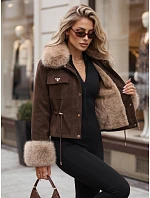 Dámská zimní bunda s kožešinou, čokoládová, FashionStreet TY5705