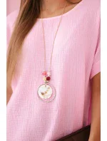 Mušelínová halenka s náhrdelníkem bonbónově růžová Mušelínová halenka s náhrdelníkem bonbónově růžová