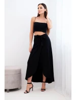 Dámská bavlněná zavinovací maxi sukně se zavazováním černá Dámská bavlněná zavinovací maxi sukně se zavazováním černá