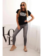 Dámská bavlněná halenka s ozdobným potiskem ESL černá