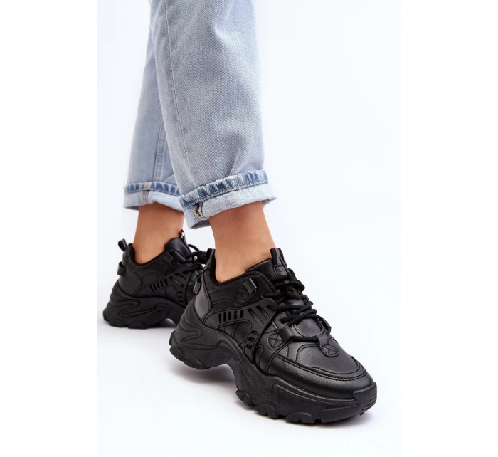 Masywne Damskie Buty Sportowe Sneakersy Czarne Toderus