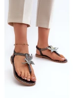 Dámské Ploché Sandály S Ozdobným Stříbrné model 21662044 - EVENTO Dámské Ploché Sandály S Ozdobným Stříbrné model 21662044 - EVENTO