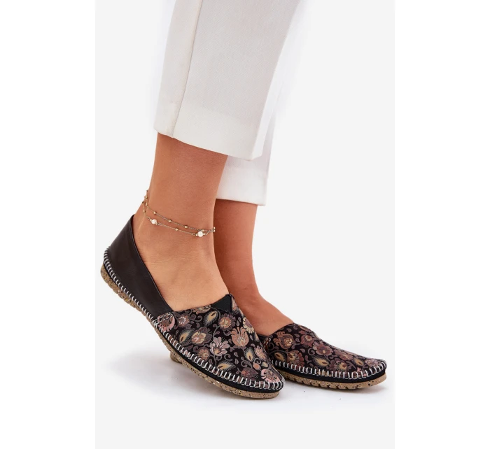 Kožené Vzorované Baletky model 21693638 Černé - Maciejka