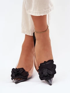 Průhledné Sandály Na Podpatku S Ozdobným Černé model 21699913 - Boto