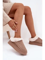 Dámské sněhule na platformě s kožešinou a tmavě béžové model 21788055 - Boto Dámské sněhule na platformě s kožešinou a tmavě béžové model 21788055 - Boto