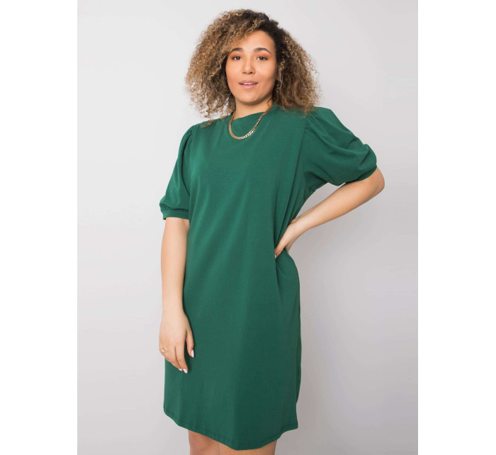 Tmavo zelené bavlnené šaty plus size