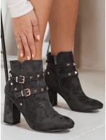 Dámské tmavě šedé semišové kozačky Dstreet model 21994314 - FashionStreet