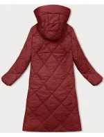 Červená dlouhá zimní bunda s kapucí model 21246736 - J.STYLE