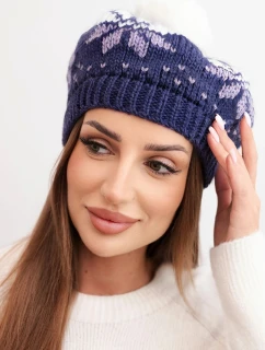 Dámská zimní čepice vlněná s krystaly a vzorem model 21859301 mocca - K-Fashion
