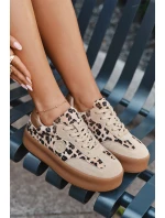 Sneakersy Damskie Na Platformie Panterka Big Star SS274763 Beżowe