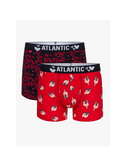 Pánske boxerky ATLANTIC 2Pack - červená/tmavomodrá