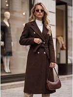 płaszcz damski z paskiem czekoladowy model 22540560 - FashionStreet