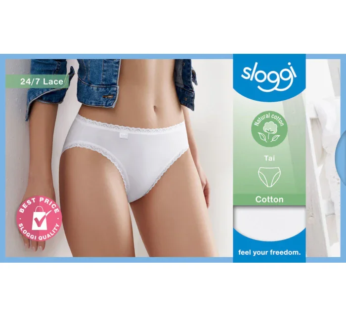 Dámske nohavičky sloggi 24/7 Cotton Lace Tai - biele - SLOGGI