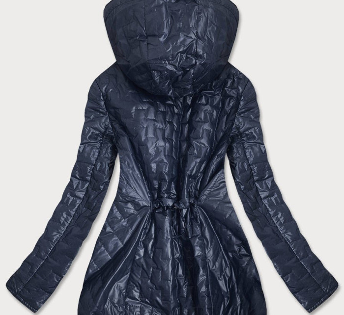 Tmavo modrá dámska bunda s ozdobnými vsadkami (MM50)