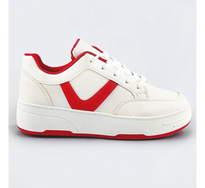 Bielo-červené dámske športové šnurovacie topánky (S070)