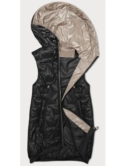 Čierna dámska vesta so sťahovacím lemom S'West (B8240-1) Čierna dámska vesta so sťahovacím lemom S'West (B8240-1)