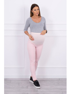 Tehotenské nohavice, farebné džínsovina púdrovo ružová