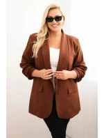 Dámska elegantná plus size bunda čokoládová